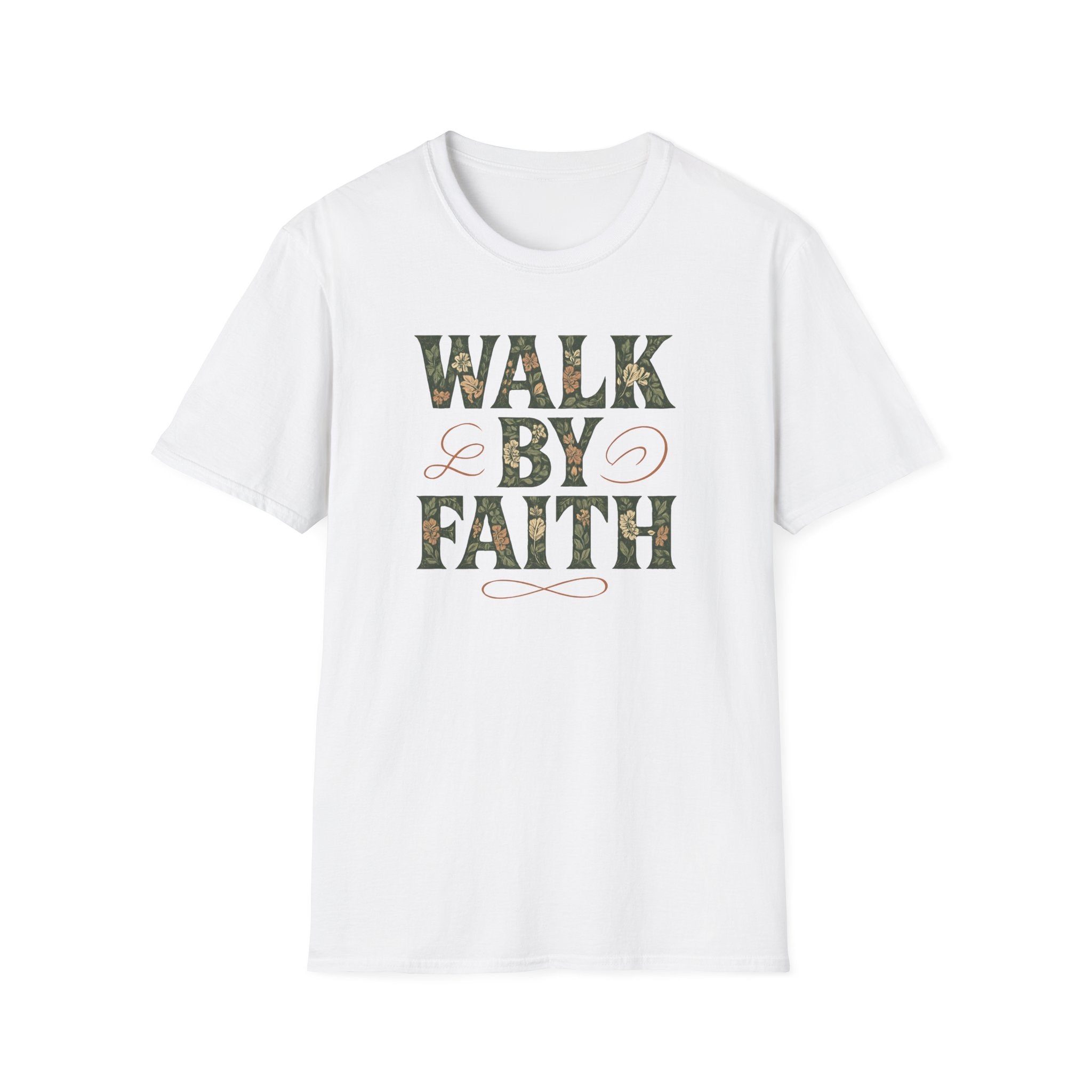 Walk By Faith Flower Pattern T-Shirt