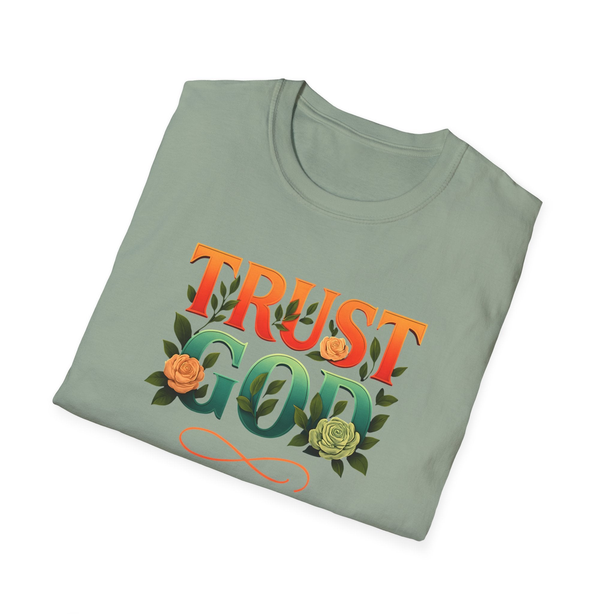 Trust God Floral Design T-Shirt