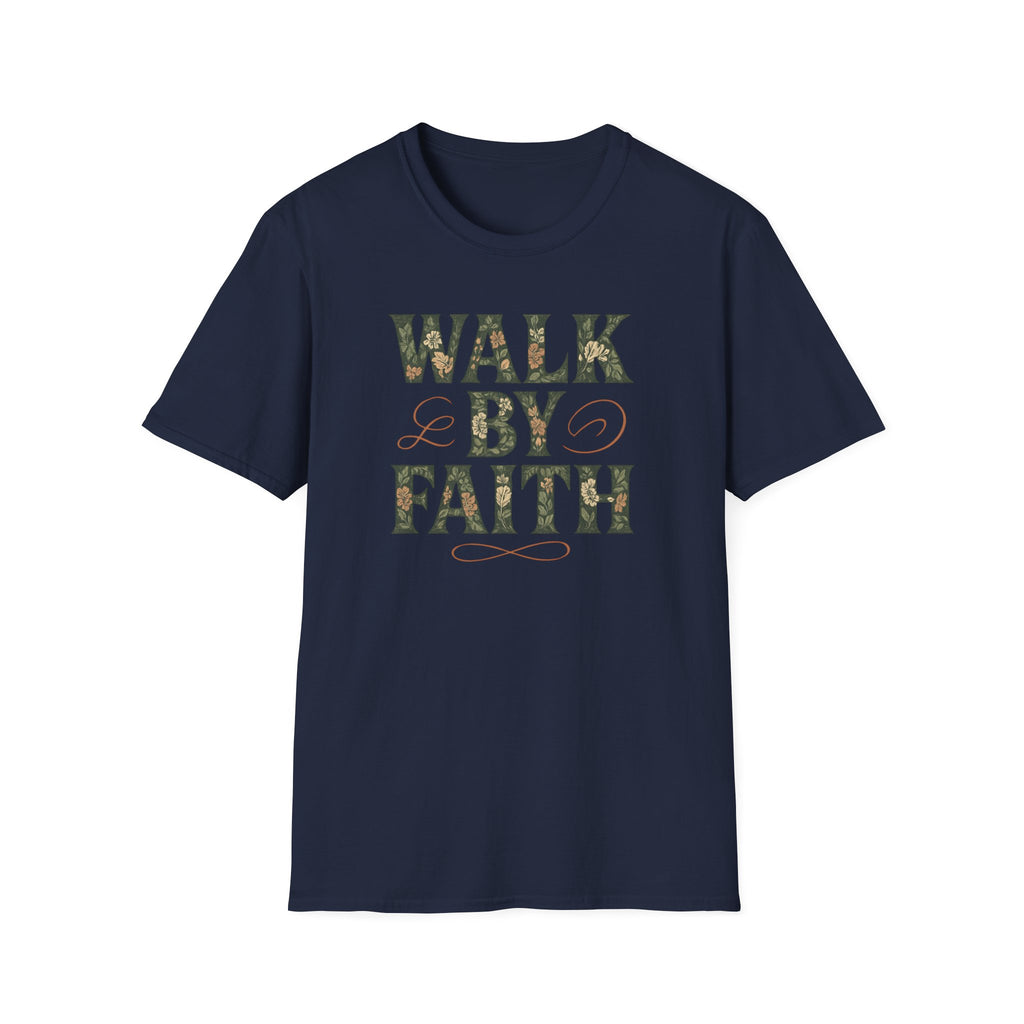 Walk By Faith Flower Pattern T-Shirt