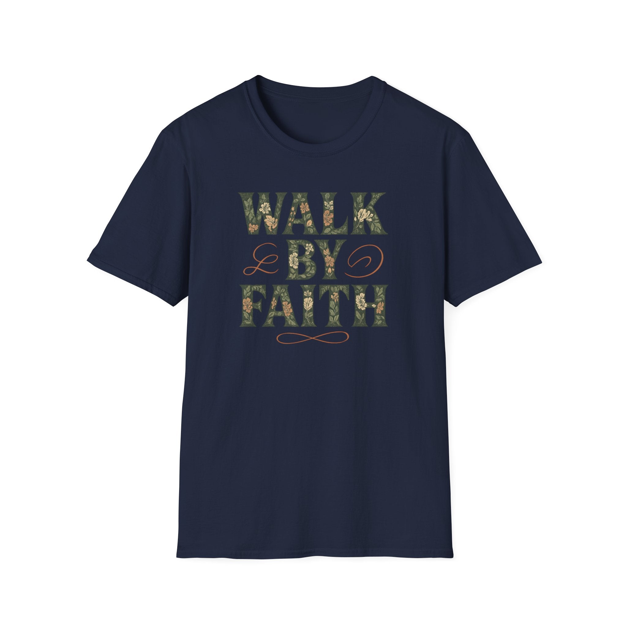 Walk By Faith Flower Pattern T-Shirt