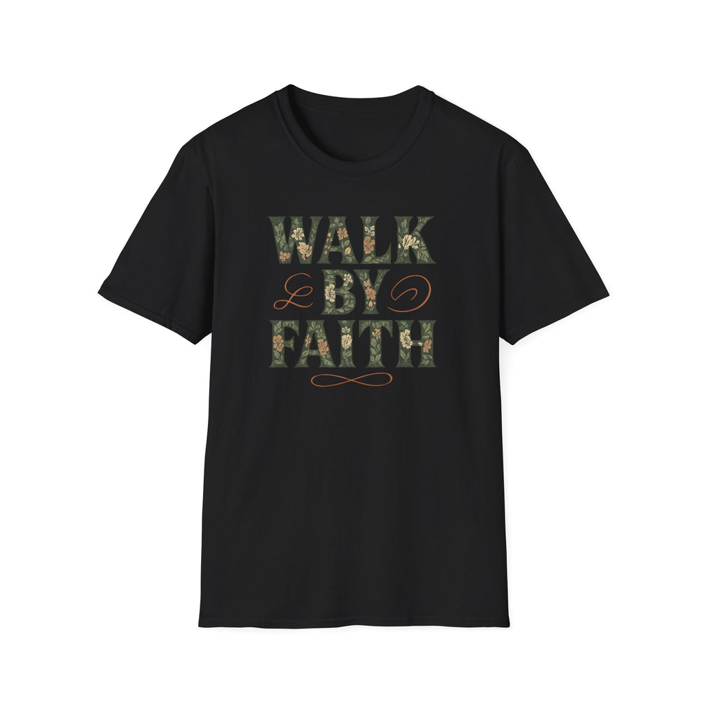 Walk By Faith Flower Pattern T-Shirt