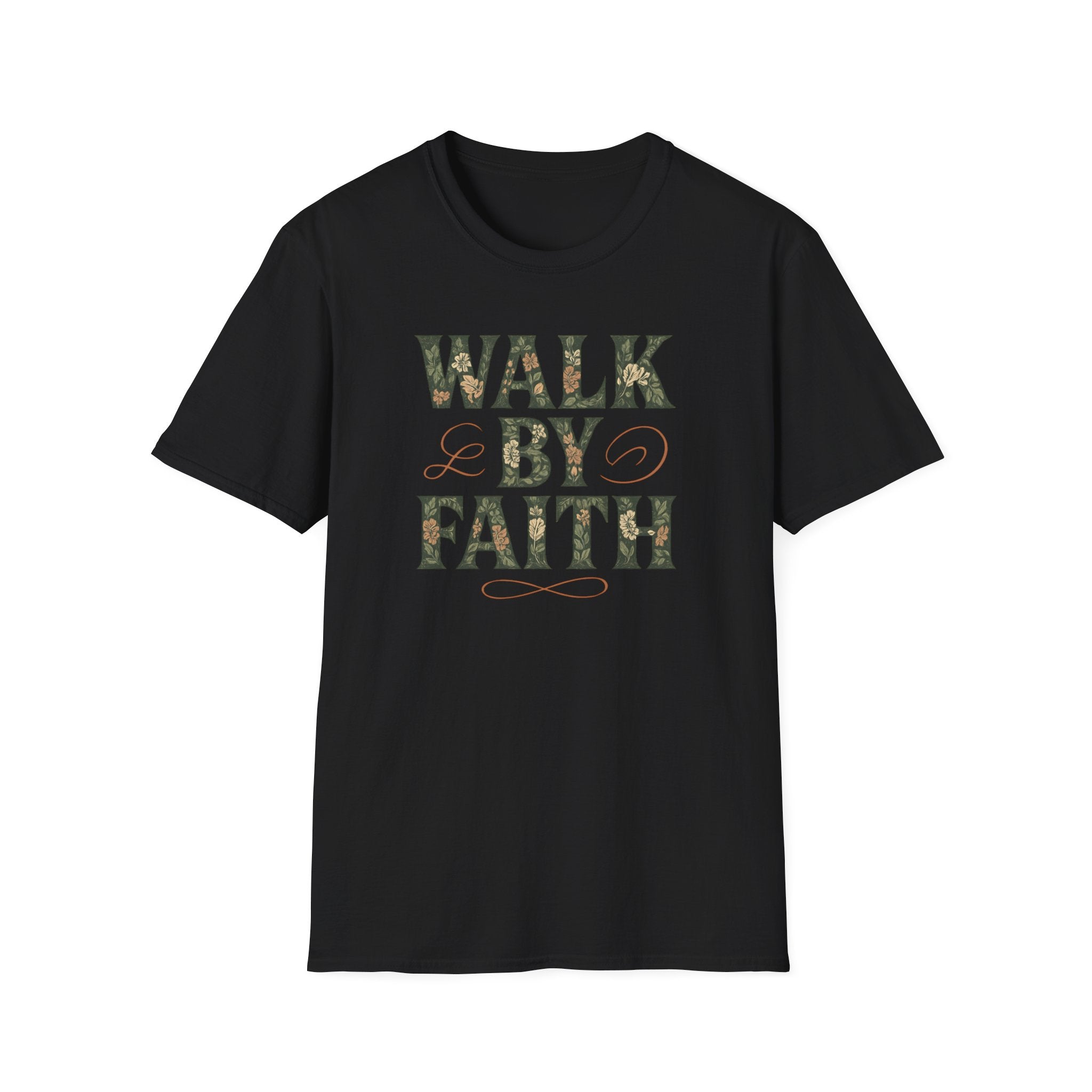 Walk By Faith Flower Pattern T-Shirt