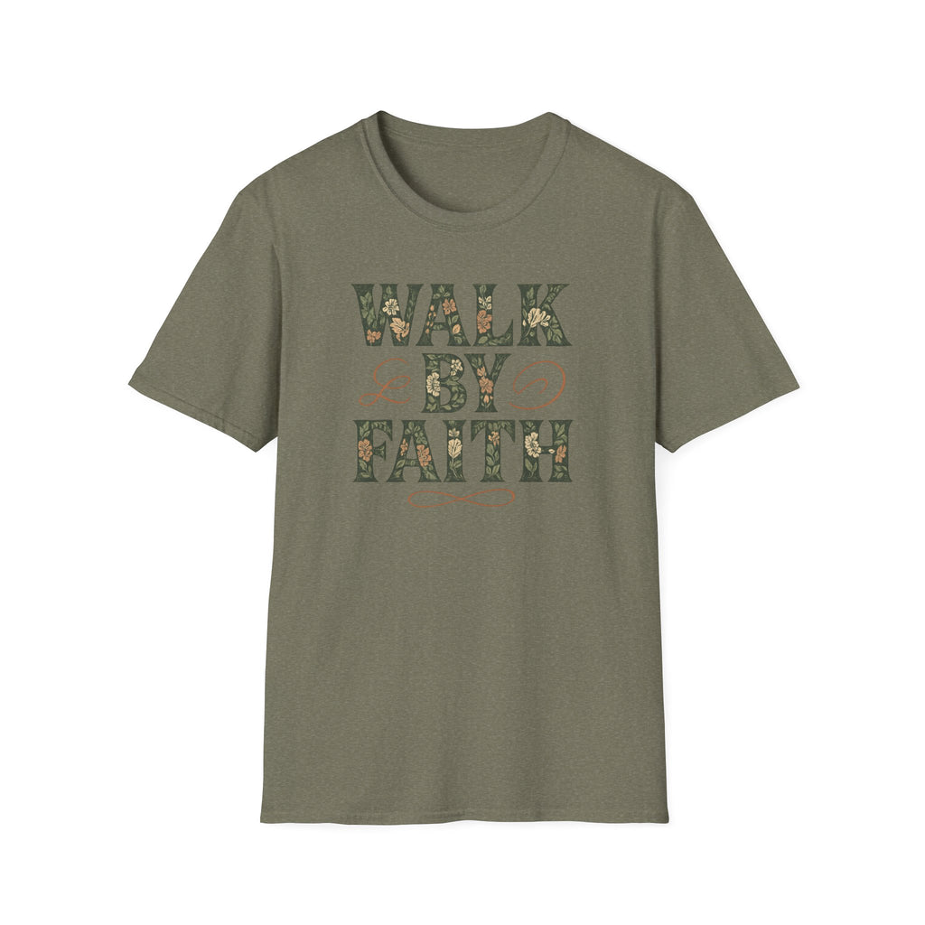 Walk By Faith Flower Pattern T-Shirt