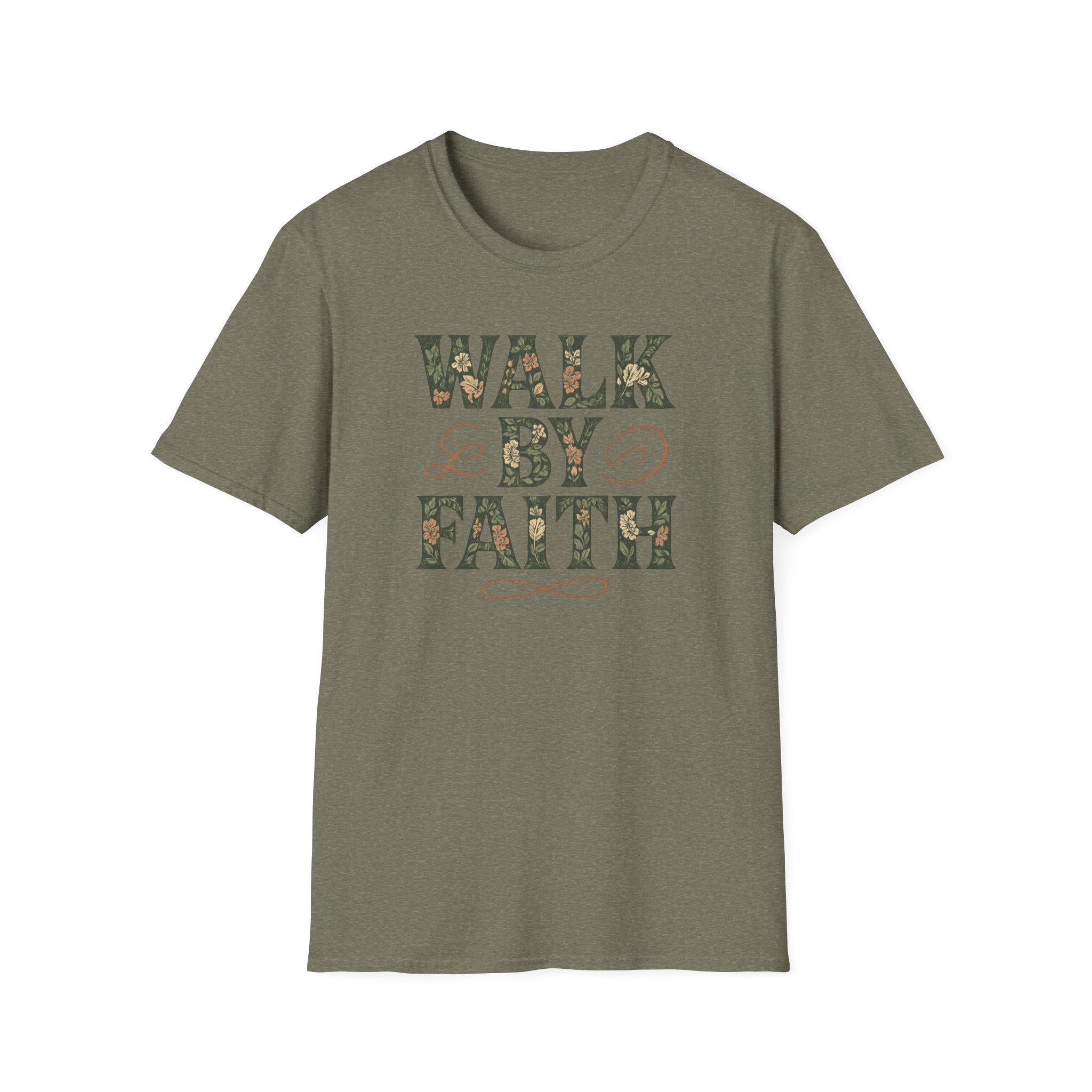 Walk By Faith Flower Pattern T-Shirt