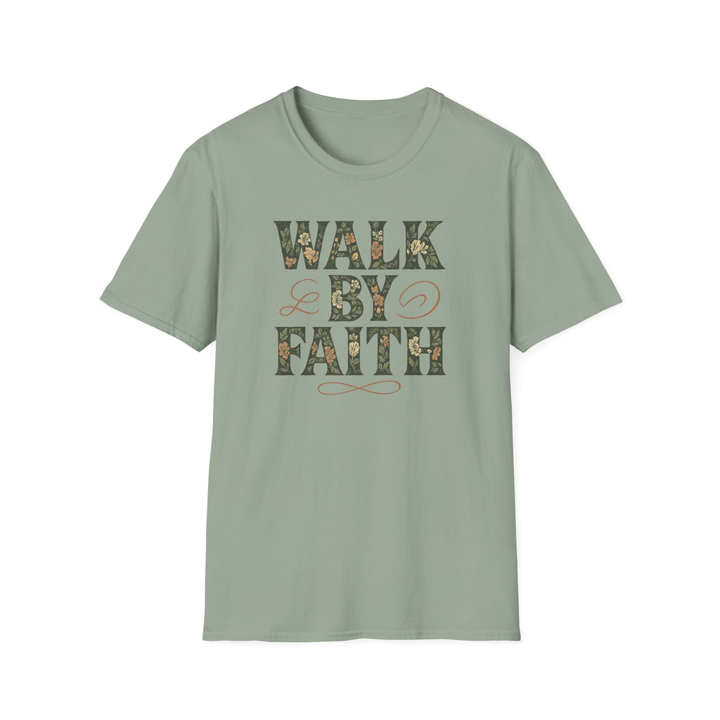 Walk By Faith Flower Pattern T-Shirt