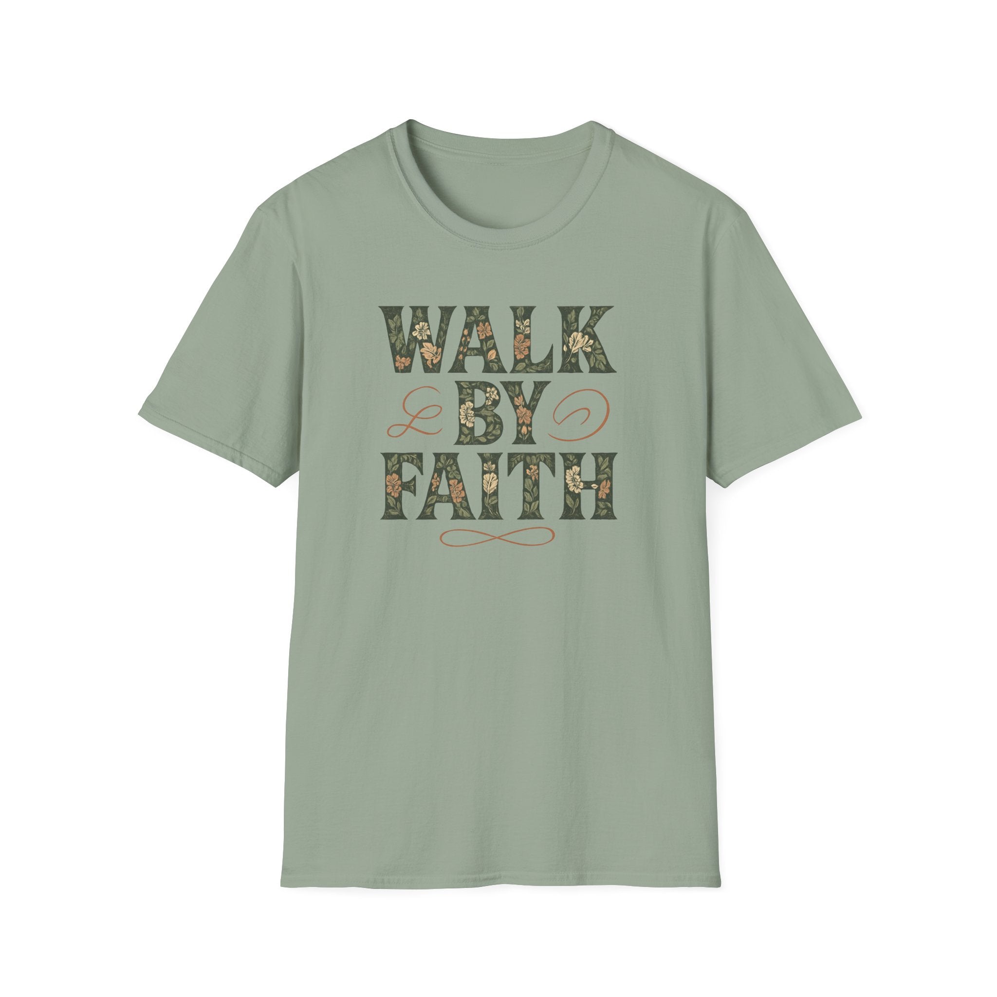 Walk By Faith Flower Pattern T-Shirt