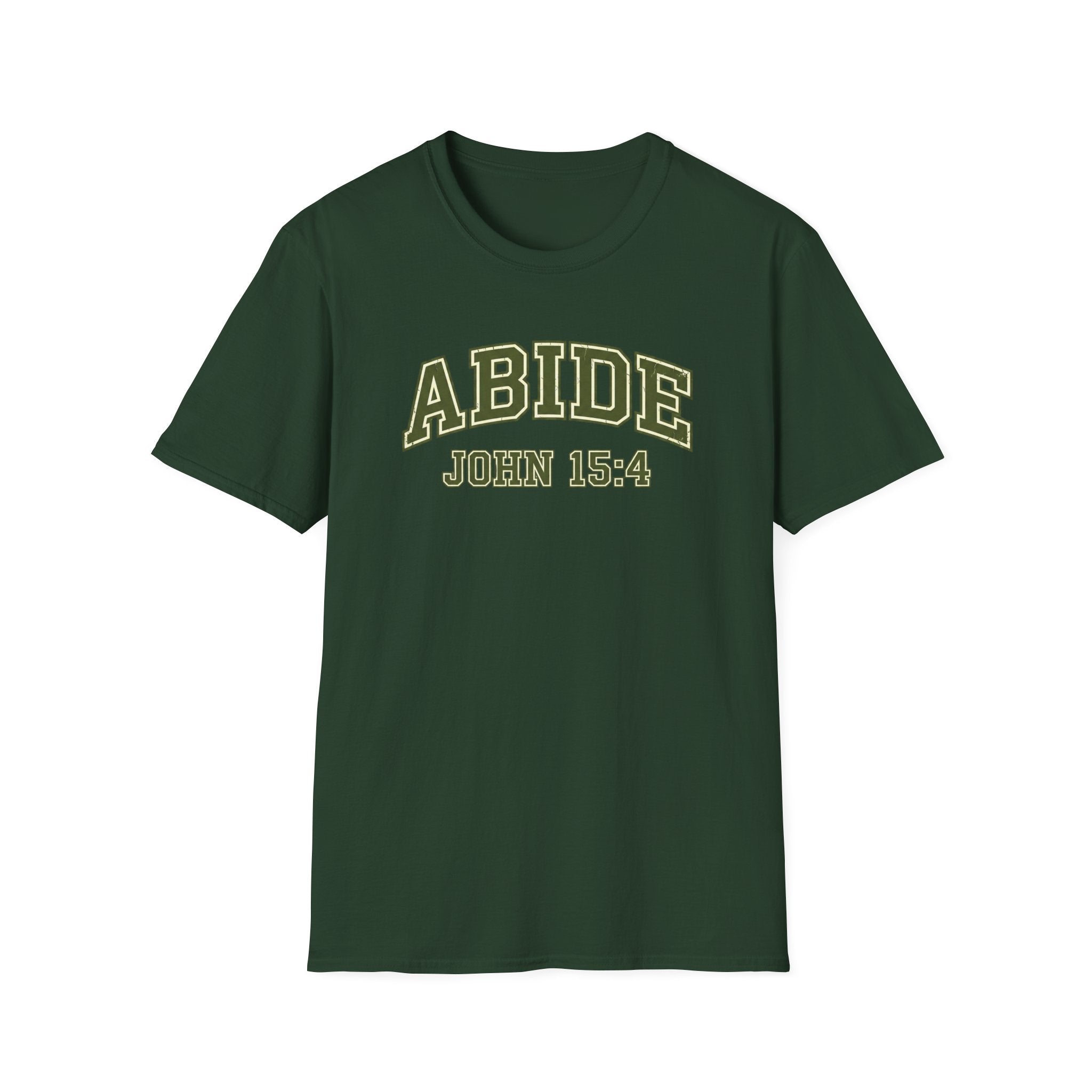 Abide John 15:4 Green Text T-Shirt