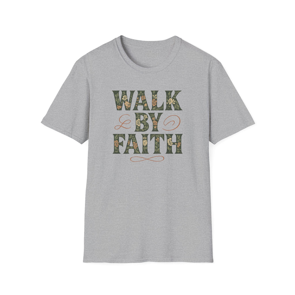 Walk By Faith Flower Pattern T-Shirt