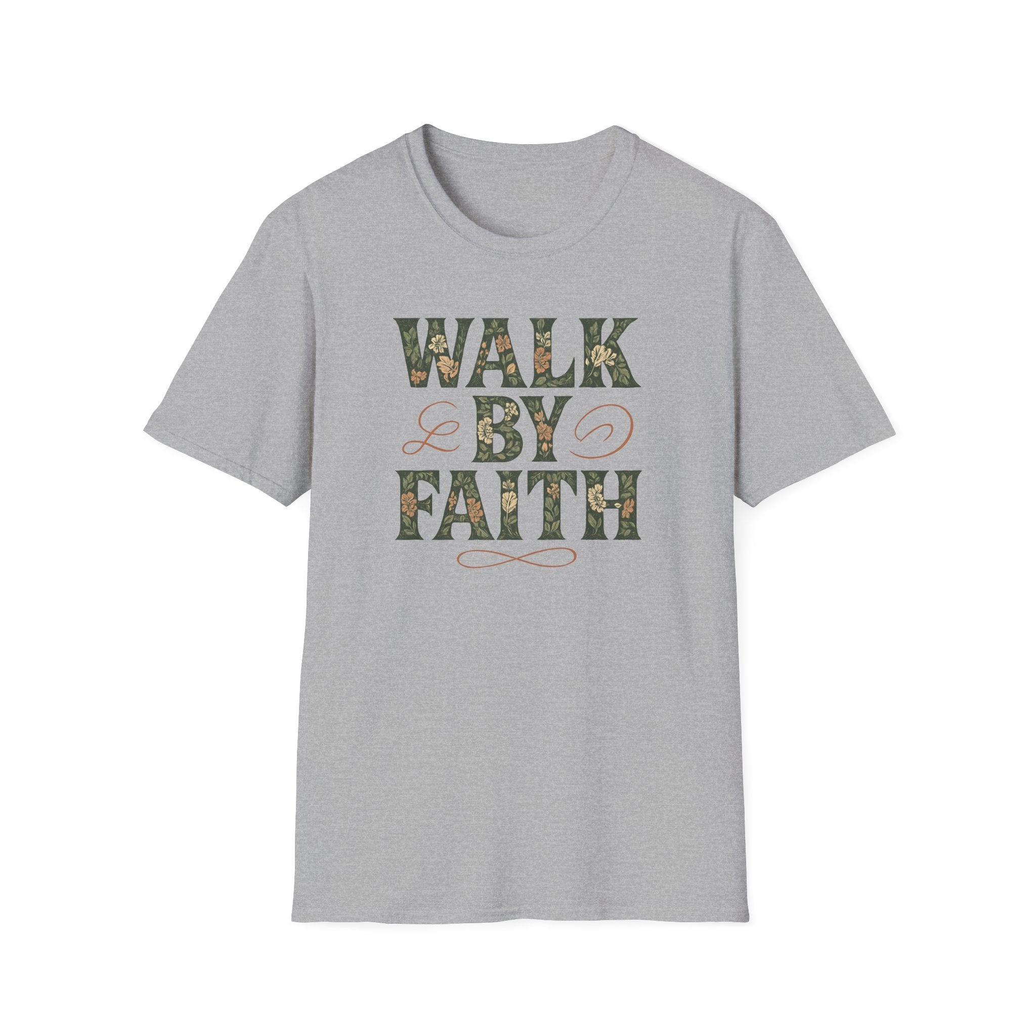 Walk By Faith Flower Pattern T-Shirt