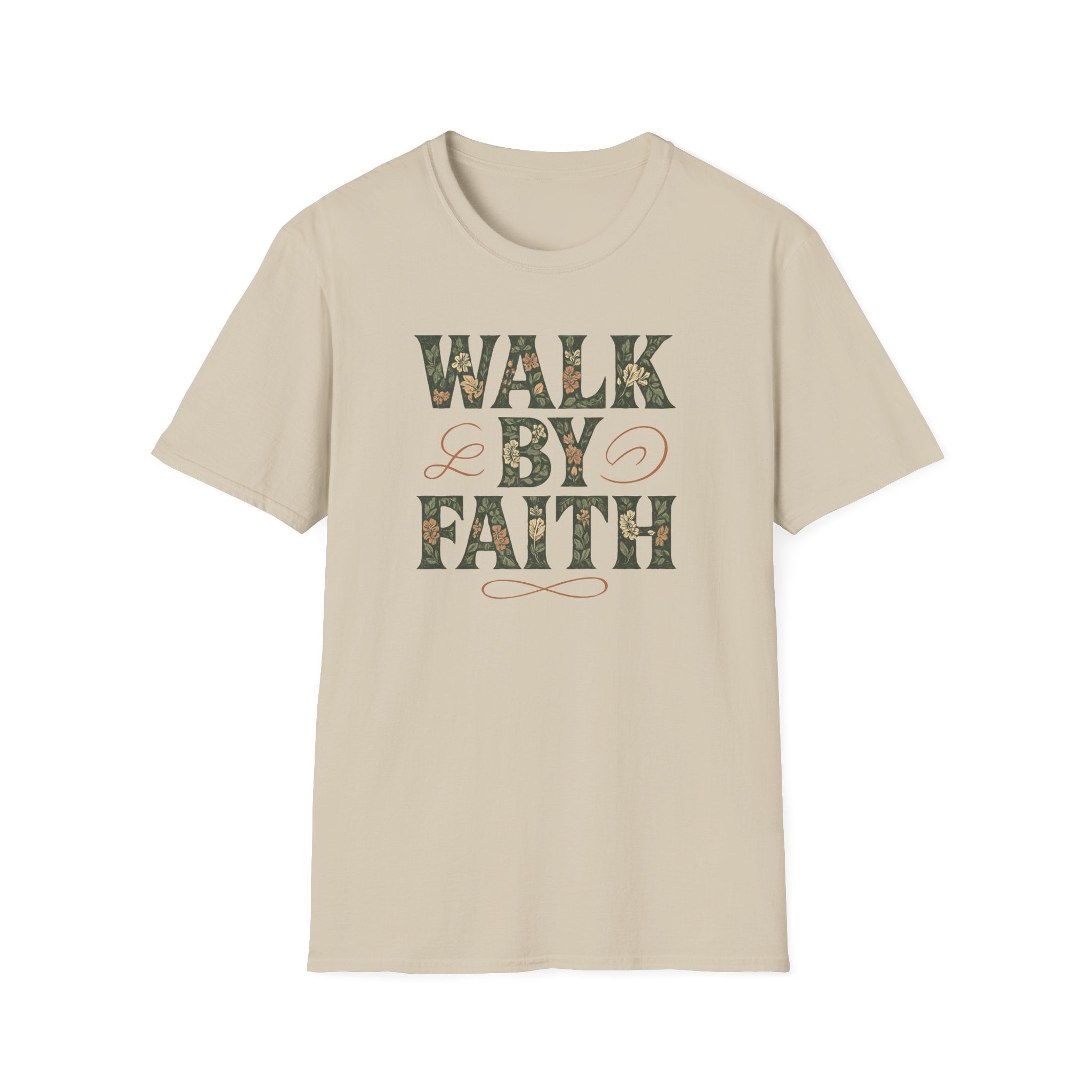 Walk By Faith Flower Pattern T-Shirt